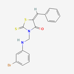 molecular formula C17H13BrN2OS2 B11107530 (5E)-5-benzylidene-3-{[(3-bromophenyl)amino]methyl}-2-thioxo-1,3-thiazolidin-4-one 