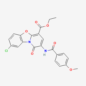 ethyl 8-chloro-2-[(4-methoxybenzoyl)amino]-1-oxo-1H-pyrido[2,1-b][1,3]benzoxazole-4-carboxylate