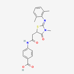 4-[({(2Z)-2-[(2,6-dimethylphenyl)imino]-3-methyl-4-oxo-1,3-thiazolidin-5-yl}acetyl)amino]benzoic acid