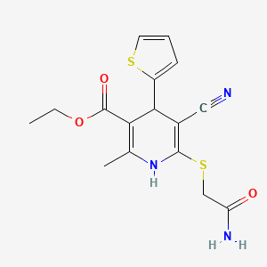 molecular formula C16H17N3O3S2 B11107657 Ethyl 6-[(2-amino-2-oxoethyl)sulfanyl]-5-cyano-2-methyl-4-(thiophen-2-yl)-1,4-dihydropyridine-3-carboxylate 