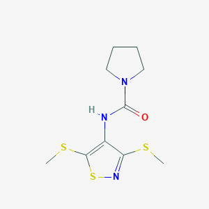 molecular formula C10H15N3OS3 B11107669 N-[3,5-bis(methylsulfanyl)-1,2-thiazol-4-yl]pyrrolidine-1-carboxamide 