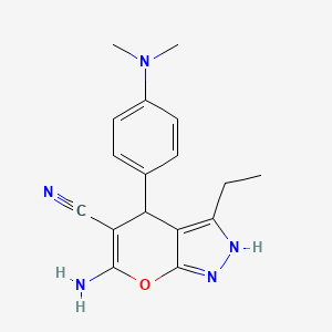 6-Amino-4-[4-(dimethylamino)phenyl]-3-ethyl-1,4-dihydropyrano[2,3-c]pyrazole-5-carbonitrile