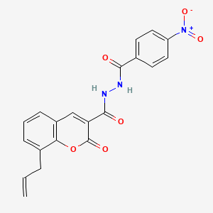 molecular formula C20H15N3O6 B11107709 N'-[(4-nitrophenyl)carbonyl]-2-oxo-8-(prop-2-en-1-yl)-2H-chromene-3-carbohydrazide 