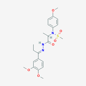 molecular formula C22H29N3O6S B11107733 N-(1-{(2E)-2-[1-(3,4-dimethoxyphenyl)propylidene]hydrazinyl}-1-oxopropan-2-yl)-N-(4-methoxyphenyl)methanesulfonamide (non-preferred name) 