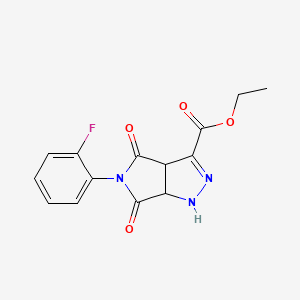 molecular formula C14H12FN3O4 B11107752 Ethyl 5-(2-fluorophenyl)-4,6-dioxo-1,3a,4,5,6,6a-hexahydropyrrolo[3,4-c]pyrazole-3-carboxylate 