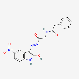 N-({N'-[(3E)-5-Nitro-2-oxo-2,3-dihydro-1H-indol-3-ylidene]hydrazinecarbonyl}methyl)-2-phenylacetamide