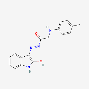 2-[(4-methylphenyl)amino]-N'-[(3E)-2-oxo-1,2-dihydro-3H-indol-3-ylidene]acetohydrazide (non-preferred name)