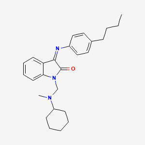 molecular formula C26H33N3O B11107820 (3Z)-3-[(4-butylphenyl)imino]-1-{[cyclohexyl(methyl)amino]methyl}-1,3-dihydro-2H-indol-2-one 