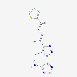 4-(5-methyl-4-{(1E)-1-[(2E)-(thiophen-2-ylmethylidene)hydrazinylidene]ethyl}-1H-1,2,3-triazol-1-yl)-1,2,5-oxadiazol-3-amine