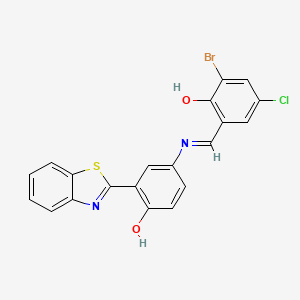 2-((E)-{[3-(1,3-benzothiazol-2-yl)-4-hydroxyphenyl]imino}methyl)-6-bromo-4-chlorophenol