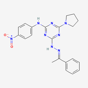 N-(4-nitrophenyl)-4-[(2E)-2-(1-phenylethylidene)hydrazinyl]-6-(pyrrolidin-1-yl)-1,3,5-triazin-2-amine