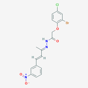 2-(2-bromo-4-chlorophenoxy)-N'-[(2E,3E)-4-(3-nitrophenyl)but-3-en-2-ylidene]acetohydrazide