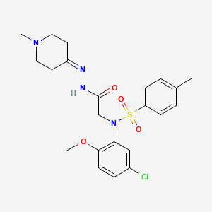 molecular formula C22H27ClN4O4S B11107893 N-(5-Chloro-2-methoxyphenyl)-4-methyl-N-{[N'-(1-methylpiperidin-4-ylidene)hydrazinecarbonyl]methyl}benzene-1-sulfonamide 