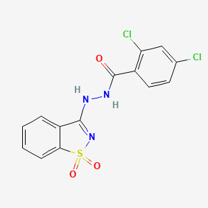 molecular formula C14H9Cl2N3O3S B11107972 Benzhydrazide, 2,4-dichloro-N2-(benzisothiazol-3-yl-1,1-dioxide)- CAS No. 294877-37-5