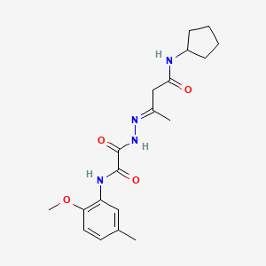 (3E)-N-cyclopentyl-3-(2-{[(2-methoxy-5-methylphenyl)amino](oxo)acetyl}hydrazinylidene)butanamide