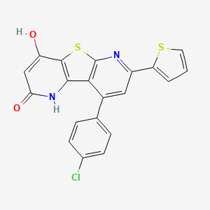 molecular formula C20H11ClN2O2S2 B11108054 13-(4-chlorophenyl)-6-hydroxy-11-thiophen-2-yl-8-thia-3,10-diazatricyclo[7.4.0.02,7]trideca-1(9),2(7),5,10,12-pentaen-4-one 