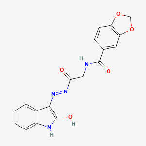 N-({N'-[(3Z)-2-Oxo-2,3-dihydro-1H-indol-3-ylidene]hydrazinecarbonyl}methyl)-2H-1,3-benzodioxole-5-carboxamide