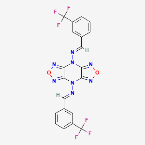 (E)-1-[3-(trifluoromethyl)phenyl]-N-[8-[(E)-[3-(trifluoromethyl)phenyl]methylideneamino]-5,11-dioxa-2,4,6,8,10,12-hexazatricyclo[7.3.0.03,7]dodeca-1(12),3,6,9-tetraen-2-yl]methanimine