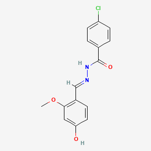 molecular formula C15H13ClN2O3 B11108107 4-chloro-N'-[(E)-(4-hydroxy-2-methoxyphenyl)methylidene]benzohydrazide 