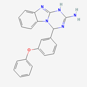 molecular formula C21H17N5O B11108111 4-(3-Phenoxyphenyl)-1,4-dihydro[1,3,5]triazino[1,2-a]benzimidazol-2-amine 