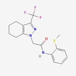 molecular formula C17H18F3N3OS B11108132 N-[2-(methylsulfanyl)phenyl]-2-[3-(trifluoromethyl)-4,5,6,7-tetrahydro-1H-indazol-1-yl]acetamide 