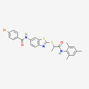 4-bromo-N-[2-({1-oxo-1-[(2,4,6-trimethylphenyl)amino]propan-2-yl}sulfanyl)-1,3-benzothiazol-6-yl]benzamide