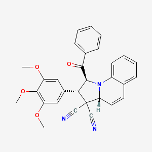 molecular formula C30H25N3O4 B11108158 (1S,2S,3aR)-1-(phenylcarbonyl)-2-(3,4,5-trimethoxyphenyl)-1,2-dihydropyrrolo[1,2-a]quinoline-3,3(3aH)-dicarbonitrile 