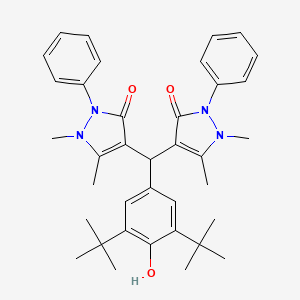 molecular formula C37H44N4O3 B11108172 4,4'-[(3,5-di-tert-butyl-4-hydroxyphenyl)methanediyl]bis(1,5-dimethyl-2-phenyl-1,2-dihydro-3H-pyrazol-3-one) 