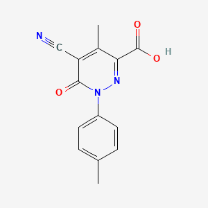 molecular formula C14H11N3O3 B11108189 5-Cyano-4-methyl-1-(4-methylphenyl)-6-oxo-1,6-dihydropyridazine-3-carboxylic acid 