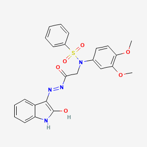 N-(3,4-Dimethoxyphenyl)-N-({N'-[(3Z)-2-oxo-2,3-dihydro-1H-indol-3-ylidene]hydrazinecarbonyl}methyl)benzenesulfonamide