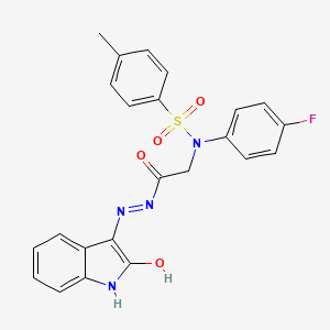 N-(4-Fluorophenyl)-4-methyl-N-({N'-[(3Z)-2-oxo-2,3-dihydro-1H-indol-3-ylidene]hydrazinecarbonyl}methyl)benzene-1-sulfonamide