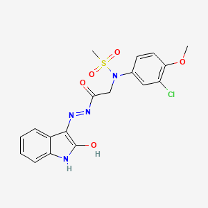 molecular formula C18H17ClN4O5S B11108208 N-(3-Chloro-4-methoxyphenyl)-N-({N'-[(3Z)-2-oxo-2,3-dihydro-1H-indol-3-ylidene]hydrazinecarbonyl}methyl)methanesulfonamide 