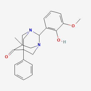 2-(2-Hydroxy-3-methoxyphenyl)-5-methyl-7-phenyl-1,3-diazatricyclo[3.3.1.1~3,7~]decan-6-one