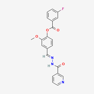 2-methoxy-4-{(E)-[2-(pyridin-3-ylcarbonyl)hydrazinylidene]methyl}phenyl 3-fluorobenzoate