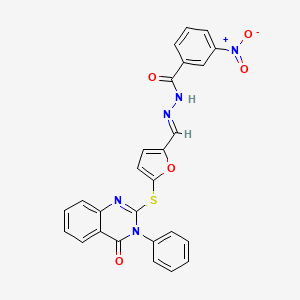 molecular formula C26H17N5O5S B11108243 3-nitro-N'-[(E)-{5-[(4-oxo-3-phenyl-3,4-dihydroquinazolin-2-yl)sulfanyl]furan-2-yl}methylidene]benzohydrazide 