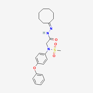 molecular formula C23H29N3O4S B11108258 N-[(N'-Cyclooctylidenehydrazinecarbonyl)methyl]-N-(4-phenoxyphenyl)methanesulfonamide 