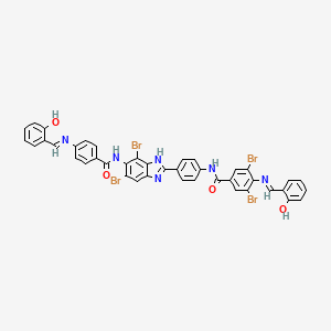 3,5-dibromo-N-[4-(5,7-dibromo-6-{[(4-{[(E)-(2-hydroxyphenyl)methylidene]amino}phenyl)carbonyl]amino}-1H-benzimidazol-2-yl)phenyl]-4-{[(E)-(2-hydroxyphenyl)methylidene]amino}benzamide