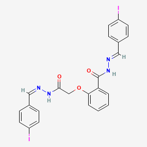 molecular formula C23H18I2N4O3 B11108278 2-{2-[(2Z)-2-(4-iodobenzylidene)hydrazinyl]-2-oxoethoxy}-N'-[(E)-(4-iodophenyl)methylidene]benzohydrazide 