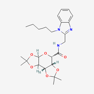 molecular formula C25H35N3O6 B11108325 (1S,2R,6R,8S,9R)-4,4,11,11-tetramethyl-N-[(1-pentylbenzimidazol-2-yl)methyl]-3,5,7,10,12-pentaoxatricyclo[7.3.0.02,6]dodecane-8-carboxamide 