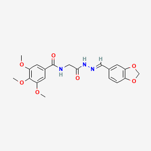 N-{2-[(2E)-2-(1,3-Benzodioxol-5-ylmethylene)hydrazino]-2-oxoethyl}-3,4,5-trimethoxybenzamide