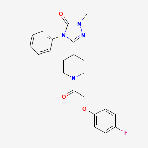 molecular formula C22H23FN4O3 B11108359 5-{1-[2-(4-fluorophenoxy)acetyl]-4-piperidyl}-2-methyl-4-phenyl-2,4-dihydro-3H-1,2,4-triazol-3-one 