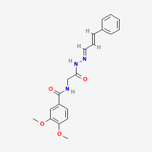 3,4-Dimethoxy-N-(2-oxo-2-(2-(3-phenyl-2-propenylidene)hydrazino)ethyl)benzamide