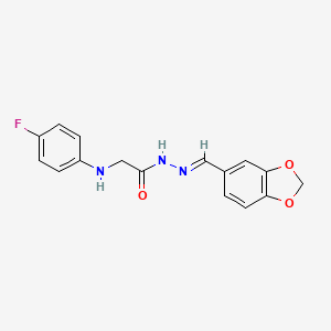 molecular formula C16H14FN3O3 B11108390 N'-[(E)-(2H-1,3-Benzodioxol-5-YL)methylidene]-2-[(4-fluorophenyl)amino]acetohydrazide 