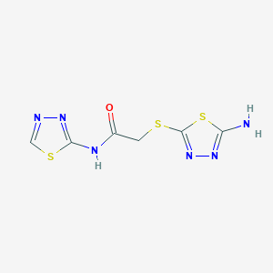 molecular formula C6H6N6OS3 B11108450 2-[(5-amino-1,3,4-thiadiazol-2-yl)sulfanyl]-N-(1,3,4-thiadiazol-2-yl)acetamide 