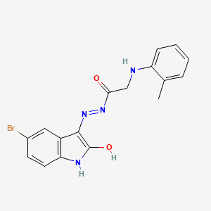 N'-[(3E)-5-bromo-2-oxo-1,2-dihydro-3H-indol-3-ylidene]-2-[(2-methylphenyl)amino]acetohydrazide (non-preferred name)