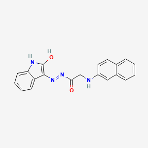 molecular formula C20H16N4O2 B11108459 2-(naphthalen-2-ylamino)-N'-[(3Z)-2-oxo-1,2-dihydro-3H-indol-3-ylidene]acetohydrazide (non-preferred name) 