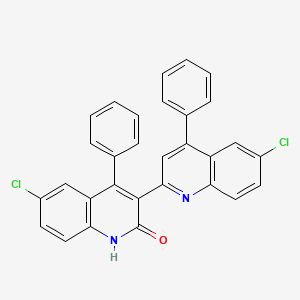 molecular formula C30H18Cl2N2O B11108462 6,6'-Dichloro-4,4'-diphenyl-2,3'-biquinolin-2'-ol 