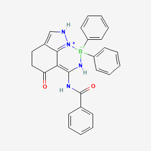 molecular formula C27H23BN4O2 B11108493 {N-[(amino-kappaN)(6-oxo-2,4,5,6-tetrahydro-7H-indazol-7-ylidene-kappaN~1~)methyl]benzamidato}(diphenyl)boron 