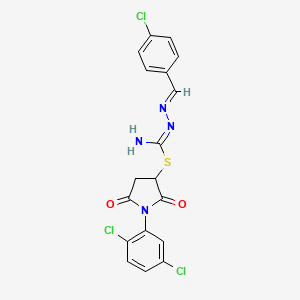 1-(2,5-dichlorophenyl)-2,5-dioxopyrrolidin-3-yl (2E)-2-(4-chlorobenzylidene)hydrazinecarbimidothioate