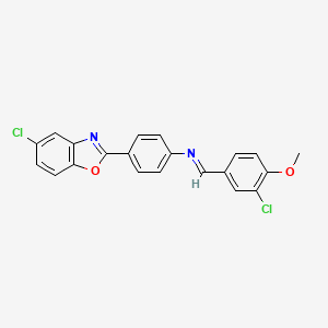 4-(5-chloro-1,3-benzoxazol-2-yl)-N-[(E)-(3-chloro-4-methoxyphenyl)methylidene]aniline